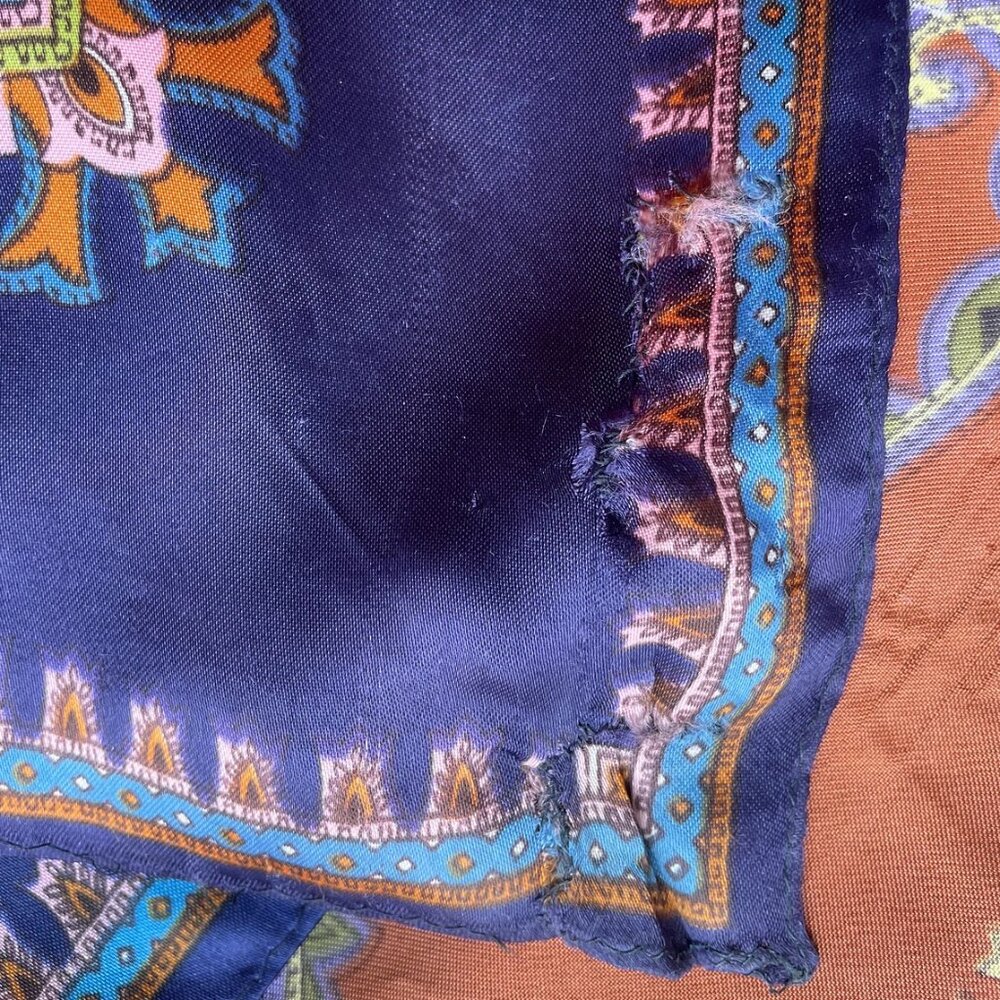 1970s Vintage Printed Scarf Skirt Handkerchief Hem Maxi Dress Sz XS - Picture 9 of 9